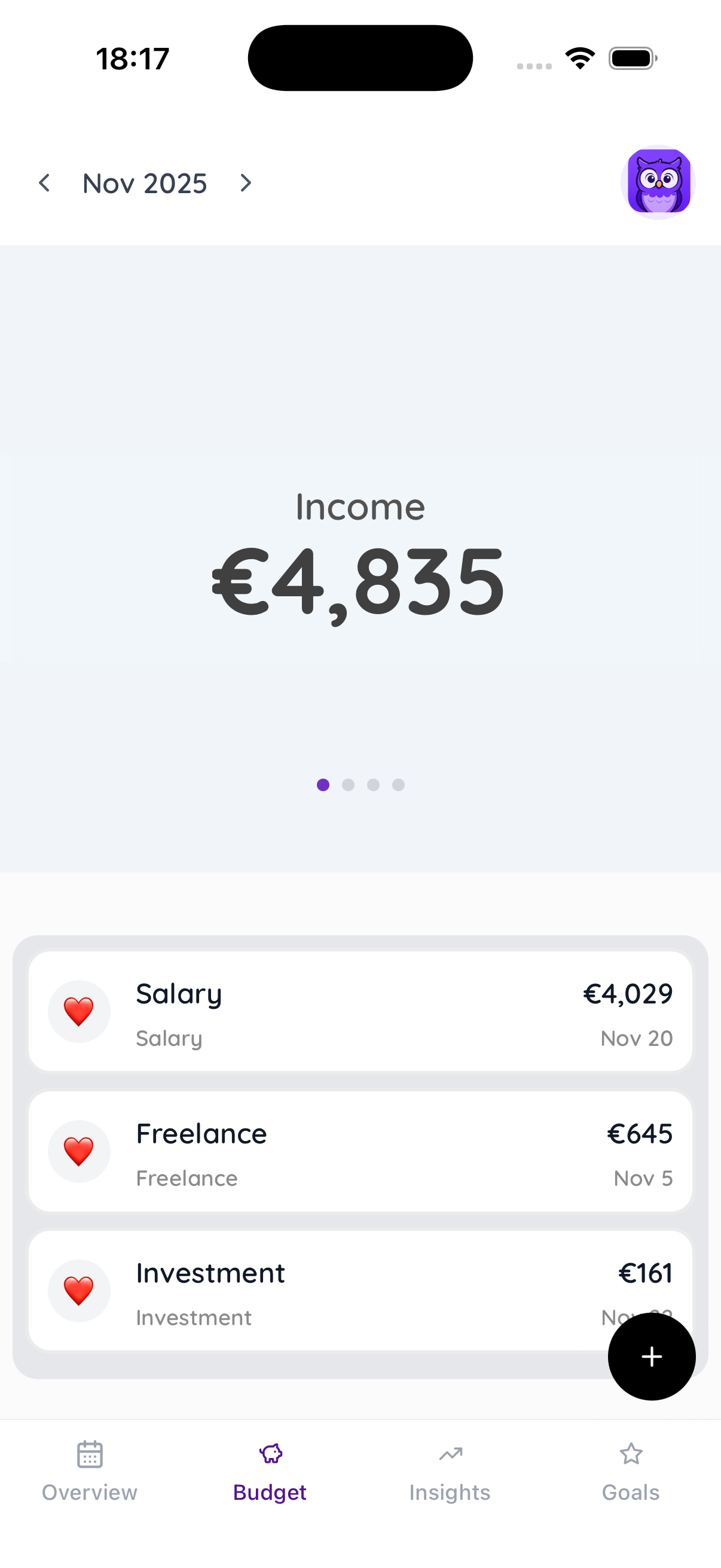 Wallyo income screen